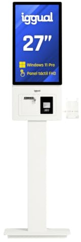 iggual Kiosco Selbstbedienungs-TPV 68,6 cm (27 Zoll) FHD - Windows 11 Pro - Intel Core i5 12450H, 8 GB / 256 GB SSD, LED-Display 9:16, vertikaler kapazitiver Touchscreen, Ticketdrucker - QR-Reader 1D