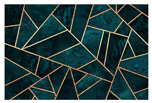 Bilderwelten Fototapete Vlies - Dunkles Türkis mit Gold - Vliestapete Breit 255 x 384cm