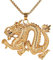 PAMTIER Collier Pendentif Dragon Chinois pour Hommes en Acier Inoxydable Or