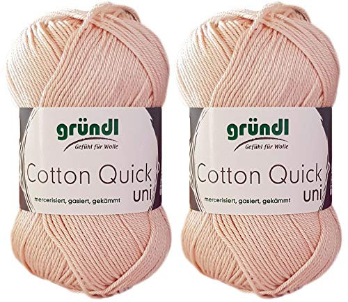 2x50 Gramm Gründl Cotton Quick 100% Baumwolle, Häkelgarn mercerisiert, gasiert, gekämmt inkl. Anleitung für ein Meerschwein (149 Hautfarbe)