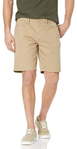 Amazon Essentials Short Extensible à 5 Poches, avec Entrejambe de 22,9 cm, Coupe Droite Homme, Brun Kaki, 32W