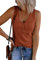 Saodimallsu Damen Tops Ärmellose V-Ausschnitt Casual Tank Tops Lockerer Knopfverschluss Henley Shirt Rot L