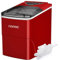 Ice Cube Maker FOOING Ice Machine Maker Worktop Ready in 6 Mins 2L Ice Machine with Ice Scoop and Basket LED Display Ice Makers for Home Bar Kitchen Office,Red