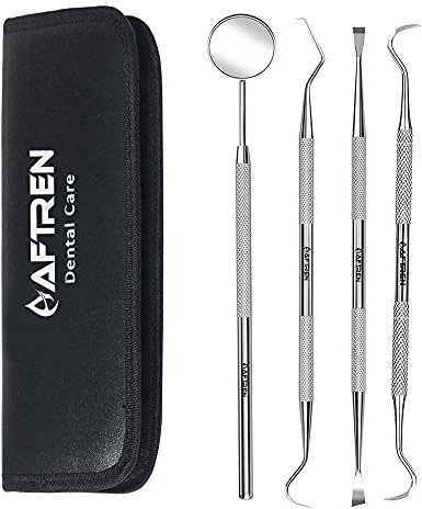 AFTREN limpieza dental kit 4 Piezas dientes dentales que blanquea Kit de Blanqueamiento de Dientes Acero Inoxidable Blanqueamiento Dental Para Hombres, Mujeres, Niños y Mascota