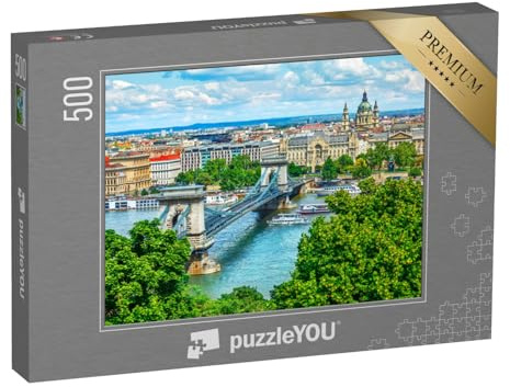 puzzleYOU: Puzzle 500 Teile „Kettenbrücke über der Donau in der Stadt Budapest, Ungarn“ – aus der Puzzle-Kollektion Ungarn