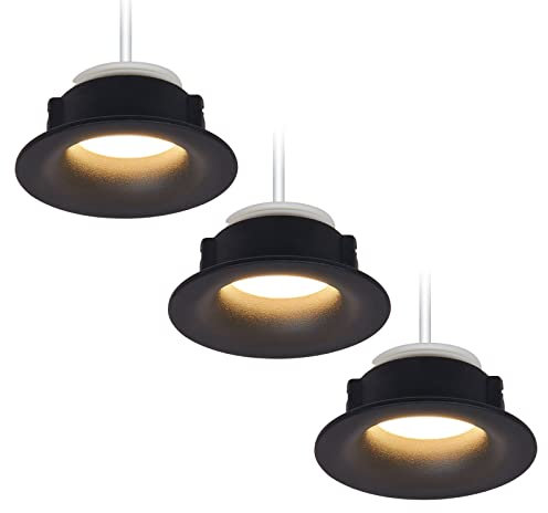HCFEI 3x LED Einbaustrahler Set rund - schwarz 5 Watt dimmbar 230V flach – Einbauleuchte Ø 68-76 mm Bohrloch – Einbau-Spot Decken-Strahler Deckeneinbaustrahler (Neutralweiß 4000K)