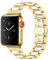 YISIWERA Keramik Armband Kompatibel für Apple Watch 49mm 45mm 44mm 42mm 38mm 40mm 41mm, Gold Edelstahl Metall Weiße Keramik für iWatch Series 9 8 7 6 5 4 3 2 1 SE für Frauen Männer