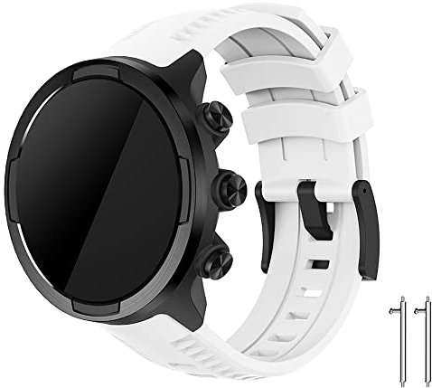 Wandeful Armband Kompatibel mit Suunto 7, 9, 9 Baro, D5, Spartan Sport, Sport Wrist HR, Wrist, HR Baro, Silikon Ersatzbänder Ersatz (Weiß, 24 Millimeter)