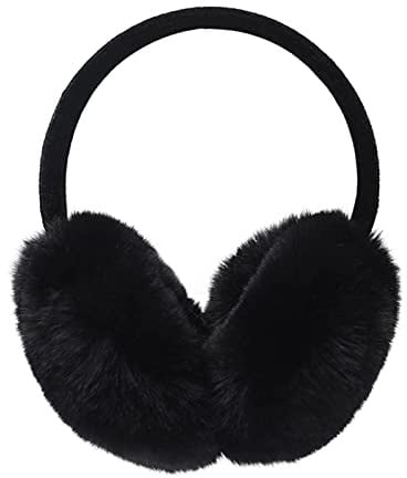 GLAITC Ear Muffs for Women,Winter Ear Warmers,Women Earmuffs Faux Fur for Winter Adjustable Ear Muffs for Cold Weather,Winter Gift for Women Men Girls(Black)