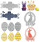 Stanzschablonen Ostern Box, FainFun 3 Stück Stanzformen Ostern aus Metall, Stanzschablone Osterei Hasengirlande, Ostern Prägeschablonen Set für Scrapbooking, Grußkarten, Einladungen