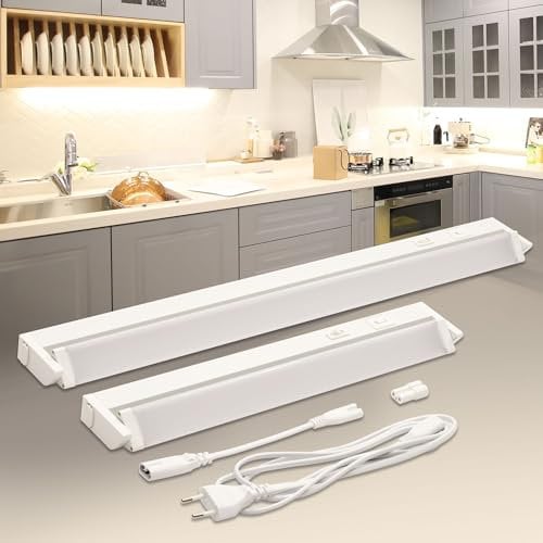 max K O M F O R T LED Unterbauleuchte schwenkbar 8W - Küchenlampe mit Schalter & Farbwechsel | Warmweiß Neutralweiß Kaltweiß | 56cm SERA-M Schrankbeleuchtung Weiß