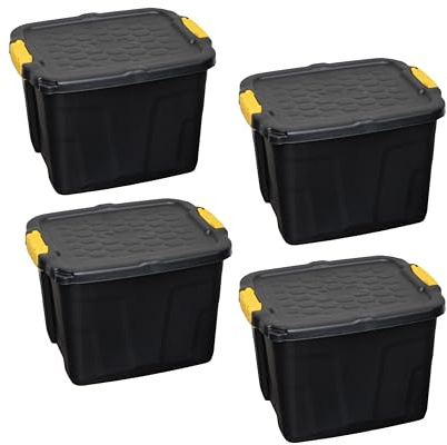 Samuel ALEXANDER 42L Heavy Duty Lockable & Stackable Storage Tub Chest with Clips (4)