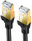Elfcam® - 0,5m Câble Ethernet Cat 8, Rond Câble Réseau LAN WAN, Cat8 SFTP 28AWG, 2000Mhz 40Gbps avec Connecteurs RJ45 Haute Qualité, Noir (0,5M)