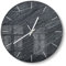 DEQORI Glasuhr | rund Ø 30 cm | Motiv Klassischer Schieferstein | ausgefallene leise Design Uhr aus Glas | Wanduhr für Wohnzimmer & Küche | Moderne Hingucker Uhr für die Wand