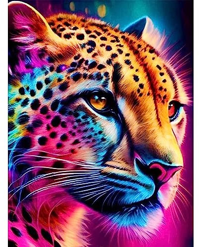 Huacan Diamond Painting AB Steine Leopard Diamant Paintings Bilder Malerei Voll Runde Stickerei für Kinder Erwachsene Haus Wand Zimmer Dekor 30x40cm
