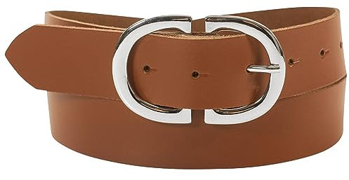 fashionchimp Basic Damengürtel aus 100% echtem Leder, Ledergürtel mit eleganter Doppelschließe, Breite ca. 3,3cm, Made In Germany (Chestnut-Mistral, 95/BW80)
