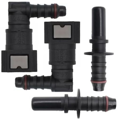 ANBOO Lot de 4 Connecteur de Tuyau de Carburant Coude Femelle, Adaptateur de Ligne de Carburant Voiture, Noir, 7.89-ID6