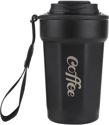 Tasse Café Isotherme 480ml, Coffee Mug Thermos Café Étanche en Acier Inoxydable 316 sans BPA, Tasse Café Personnalisé Transportable pour Voiture, Voyage - Noir