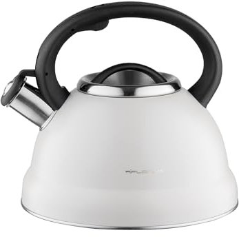FLORINA Bouilloire Inox (2,1 l) I Bouilloire Sifflante JACOB I Poignée en Bakélite I Bouilloire non Electrique I Bouilloire Induction, Gaz I Pour Thé et Café I Couleur: Beige