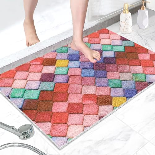 Shower Mat Non slip Anti Mould - 60x80 cm Soft Textured Loofah Shower Mats for Inside shower - Multiple Bath Mat Non Slip Anti Mould for Bathroom & Wet Areas