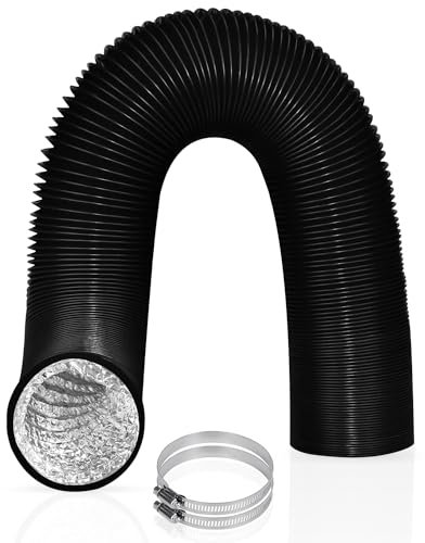 Dryer Vent Hose, 75mm Air Ducting, 5m Heavy-Duty 4 Layer Protection Aluminum Dryer Duct for Heating Cooling Ventilation with 2 Stainless Steel Clamps