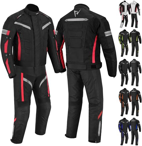 Vaster Moto Motorradanzug, 2-teilig, Jacke und Hose, wasserdicht, reflektierende Rennjacke für Herren, mit CE Tank Rainwear (EN-17092)
