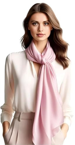 LA FERANI Damen Seidenschal 100% Seide Halstuch Rosa Seidentuch 180x90cm Uni Farbe für Anzug formelle Anlässe Stola Business Style Geschenk für Sie (Rein Rosa)