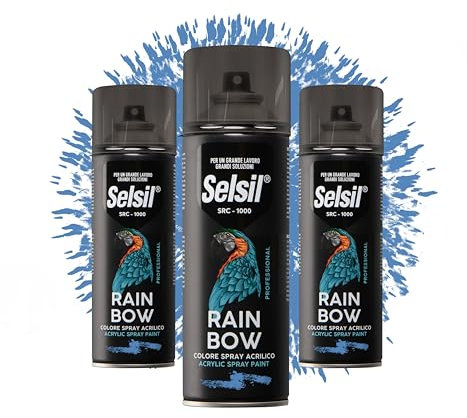 DETERMONDO 3 Bombolette di Vernice Spray Acrilica 400ml Bombolette Spray Colorate Multiuso per Interni ed Esterni (Ral 5012 Azzurro)