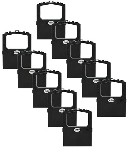 vhbw 10x Farbband Schriftband kompatibel mit Radio Shack DMP 2103, 302, 2102, 300 Nadeldrucker, Bondrucker - Schwarz