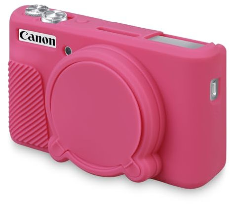 BOVKE Silicone Camera Case for Canon PowerShot SX740/ SX730 Digital Camera, SX740 Camera Soft Case Cover Rubber Camera Sleeve with Removable Lens Cover, Peach Pink