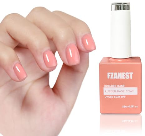 FZANEST Rubber Base Gel For Nails Set,15ml*2pcs 5 in 1 Nail Builder Strengthener Extension Gel Nail Polish Jelly Natural Nude Pink Colors (Blood Red)