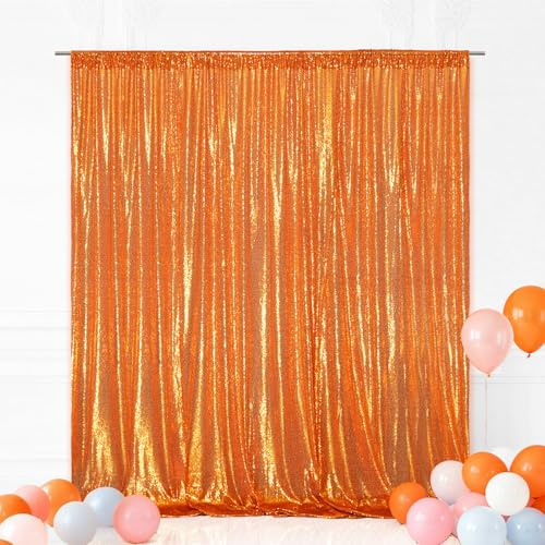 Eternal Beauty Orange Sequin Backdrop, 20x10 Ft Glitter Background Curtains for Shimmer Photography Party Wedding Birthday Back Drop Decor