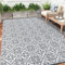 Enyhom Große Outdoor Teppich Für Garten 240x300cm Wasserdicht Terrasse Grau Drucken Wendbarer Matte RV Camping Teppich Kunststoff Stroh Teppiche Für Balkon Deck Hinterhof Veranda Strand