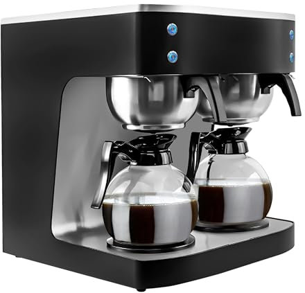GGM Gastro | FKMST18D | Filterkaffeemaschine - 2X 1,8 Liter - 4 kW - mit 4 Warmhalteplatten - inkl. 2 Glaskannen