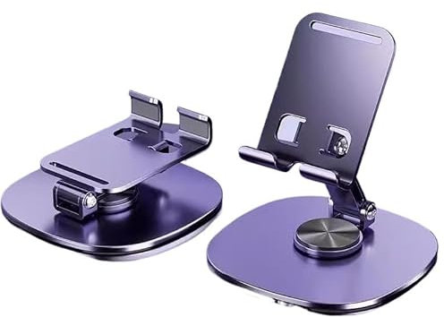 XiXiYang Foldable Tablet Holder, Mobile Phone Stand for Desk with 360° Rotating Base,Adjustable Desktop Mobile Phone Holder Cradle Dock,Csompatible with All Smartphone for Office, Home, Travel