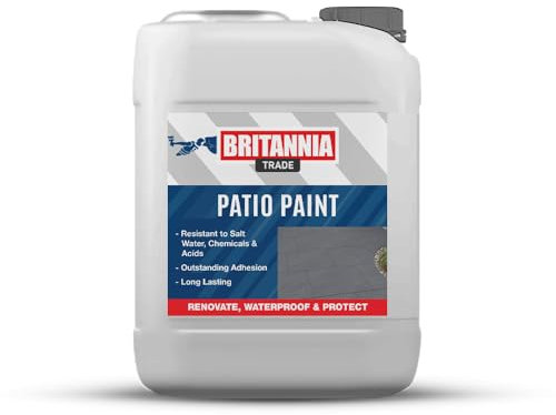 AQUASHIELD Britannia Paints Patio Paint - Revives and Transforms Patios and Outdoor Spaces - Exterior Floor Paint for Concrete, Stone, Slabs, Paving and Patios (Dark Grey, 5 Litres)