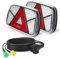 Yuanjoy Anhänger Rücklichter Kit 12V/24V Wasserdicht Blinker, Bremse, Rücklicht, Rückwärts, Nebel, Reflektorlicht mit 2 Stück 5.5m langem 6 adrigem Kabel für LKW Wohnwagen LKW Van Traktor
