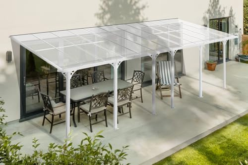 Cazeboo Carport/Pergola adossée 24m² KLEO 8x3m Aluminium Blanc