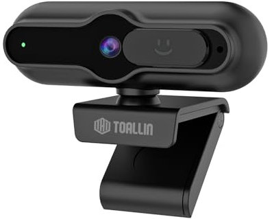 TOALLIN Webcam 4K per PC, sensore da 1/2,5, 1080P e 60FPS, messa a fuoco automatica PDAF, microfono integrato e copertura per la privacy, webcam USB per laptop, conferenze, streaming e videochiamate