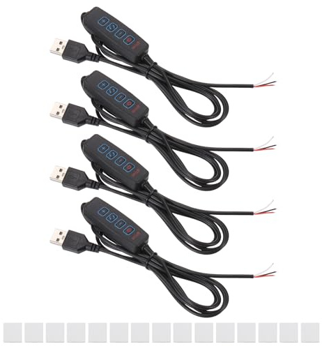 PATIKIL 4.92ft LED Strip Dimmer Switch, 4set DC 5V Button USB Inline Switch Pigtail Cable Brightness Adjustable Controller with Tape for LED Rope Light, Black