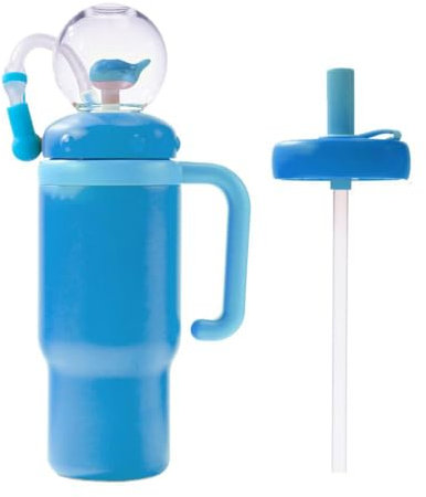 SHUZHENG Edelstahl-Trinkbecher mit lustigem Brunneneffekt, auslaufsicher, isolierte Wal-Wasserflasche mit Griff, 710 ml Trinkbecher mit Walspritzer für Kinder, Teenager, 680 ml