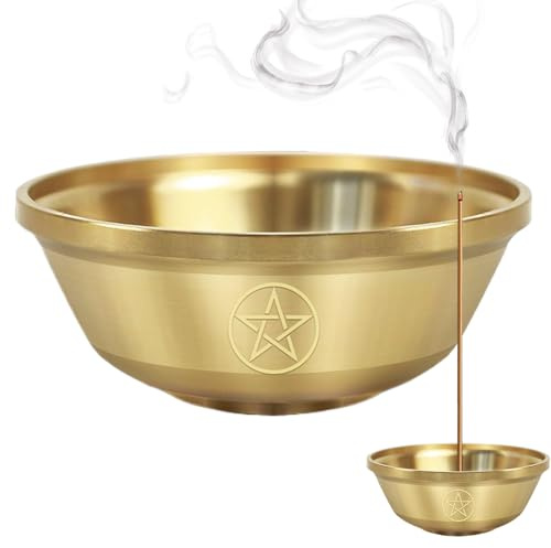 Ciotola per sacrificio, tripla luna, decorazione per la casa – piccola ciotola in metallo per affumicare, meditazione, yoga, pratica consapevole