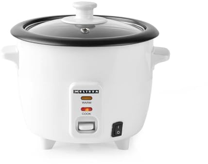 Melissa Olla arrocera 0.6L - 300W - con revestimiento antiadherente - Inserto de vapor - Función mantener caliente - Apagado automático - Incluye taza y cuchara medidoras - Blanco