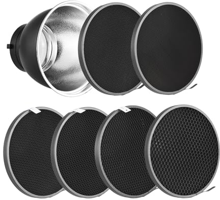 Aumotop 7-Zoll-Professionelles Fotografie-Wabengitter-Kit für Mount Studio Light Strobe – Verbesserte Lichtleistung für Verschiedene Schatteneffekte – Perfekt Produktfotografie, Hochzeit –