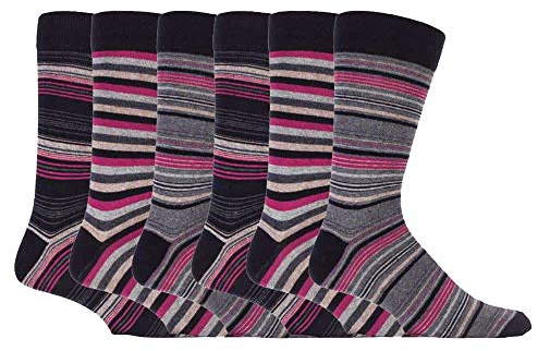 Sock Snob - Mens 6 pack colourful striped patterned luxury casual dress business cotton socks in 7 styles