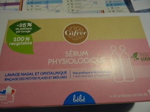 Gifrer Sérum Physiologique lavage nasal et ophtalmique NOUVEAU - Pack de 4 Boites de 24 x 10 ml