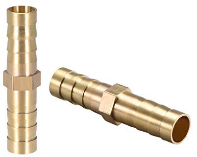 sourcing map 8mm or 5/16 ID Brass Barb Splicer Fitting,Straight Barb Hose Fitting Air Gas Water Fuel,2pcs