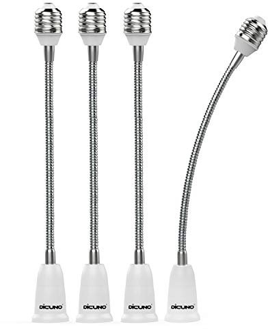 DiCUNO E27 Portalampada 27.5CM Prolunga, supporto lampada regolabile, Adattatori basi per lampada di estensione, Convertitore per lampadine, 4 Pezzi