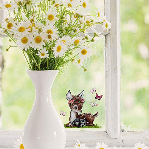 Mini-Fensterbilder Fensterbild Ostern Fuchs Reh Hase Pusteblume wiederverwendbar Fensterdeko bf23mini - ausgewählte Farbe: *bunt* ausgewählte Größe: *10. Reh mit Waschbär*