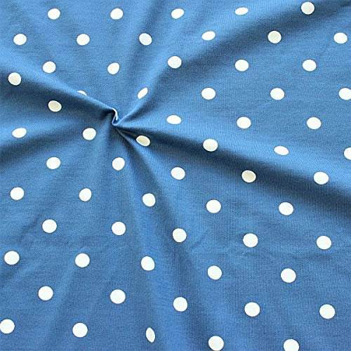STOFFKONTOR Baumwoll Stretch Jersey Stoff Classic Dots 3 - Öko-Tex Standard, Meterware - zum Nähen von Kleidern, Röcken, Shirts (Jeans-Blau)